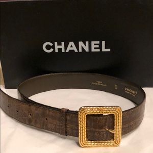Chanel belt - vintage gold and crocodile